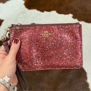 Coach Sparkling Red Glitter Wristlet